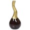Decorative Modern Table Flower Vase Aluminium-Casted, Two Tone Brown and Gold 10 Inch